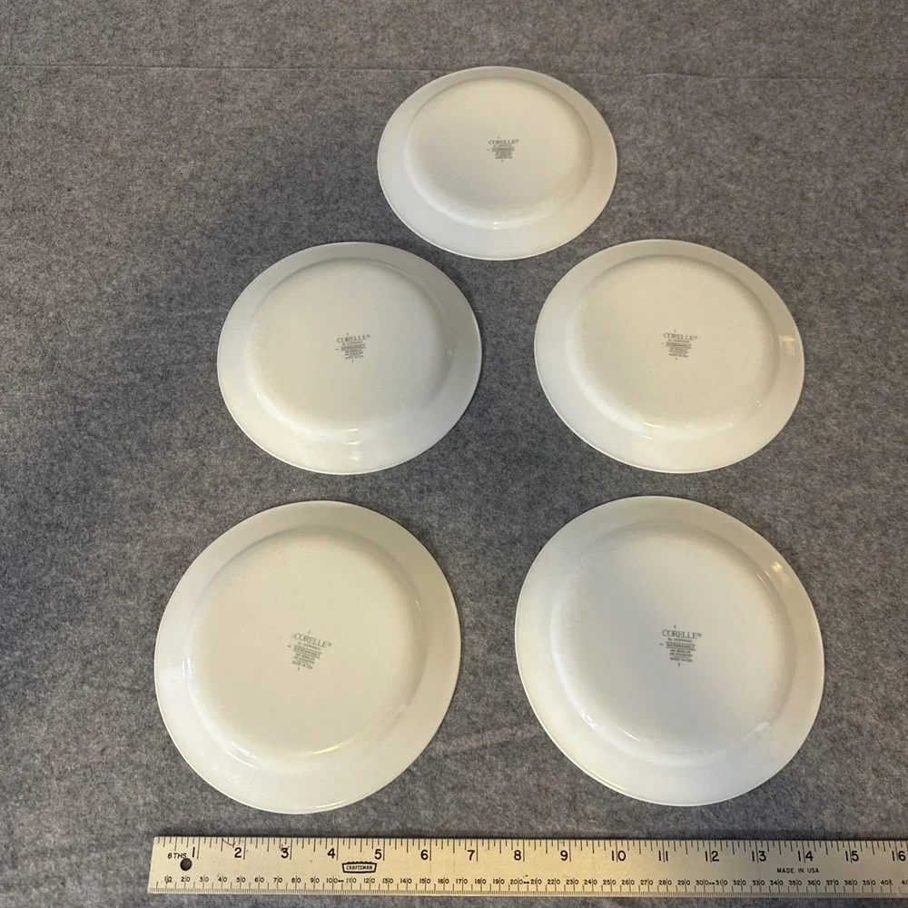 Corelle Set of‎ 5 Dessert Salad Plates Fruit Too Cherries Blue Plaid 7-1/4